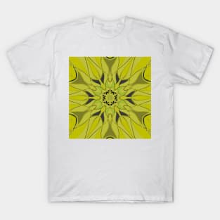 Cartoon Mandala Flower Green T-Shirt